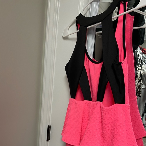 Neon Pink Peplum Cocktail Dress - Picture 5 of 5